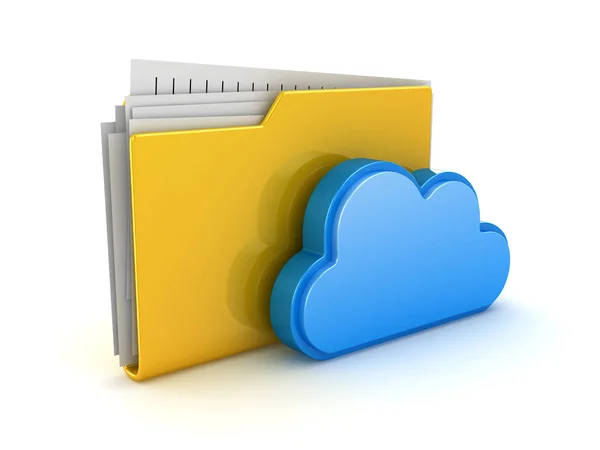 Computación en la nube con carpeta amarilla —  Fotos de Stock