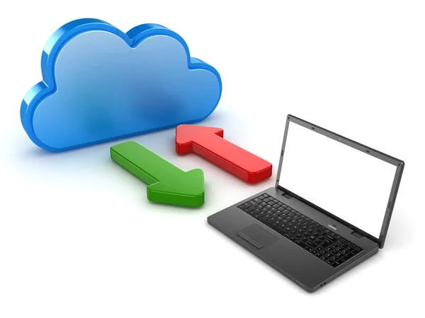 Cloud Computing con computer portatile — Foto Stock