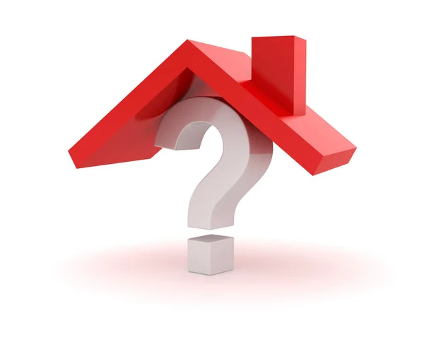 Evin çatısında soru işareti — Stok fotoğraf