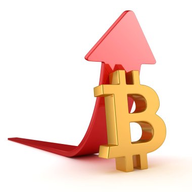 Bitcoin sembol ve kırmızı ok