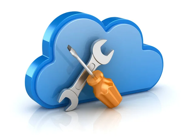 Avvitatore e chiave con Cloud — Foto Stock