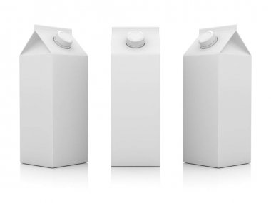 Boş sütü kabı, bu bilgisayar oluşturulan resmi bir 3d işlenir. Beyaz izole.