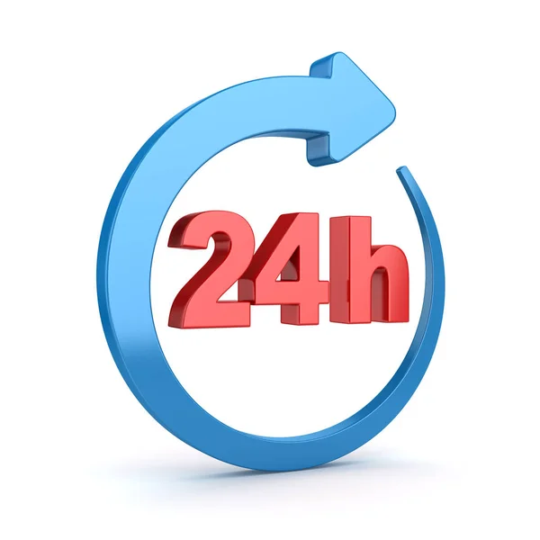 Red 24 Hours Icon — Stock Photo, Image