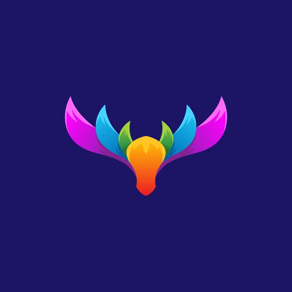 Πολύχρωμο Λογότυπο Δημιουργικού Ταύρου Μπλε Φόντο — Διανυσματικό Αρχείο