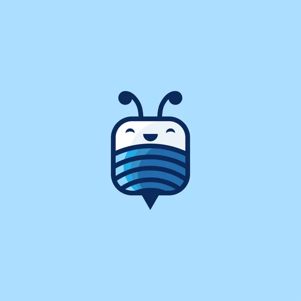 Square Bee Cute Character — 스톡 벡터