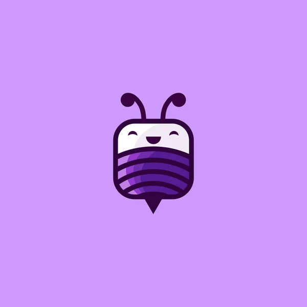 Square Bee Cute Character — 스톡 벡터