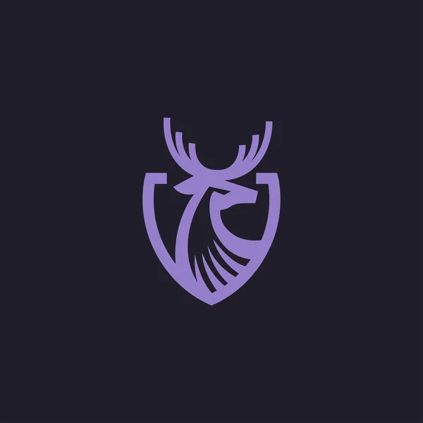 Abstract Deer Emblem Shield — Stock Vector