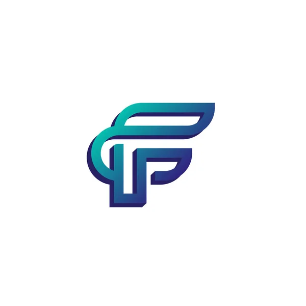 F Line Art Logo — 스톡 벡터