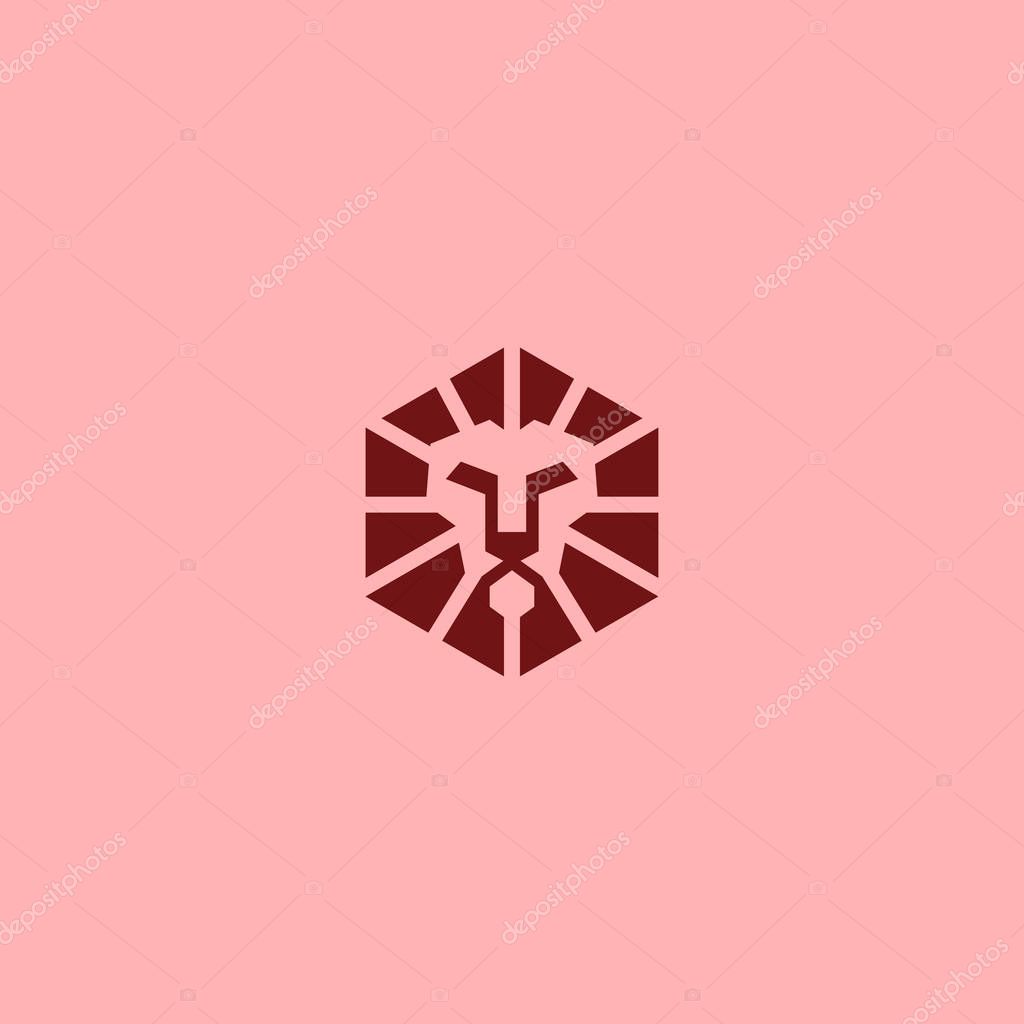Abstract Lion Hexagon Symbol