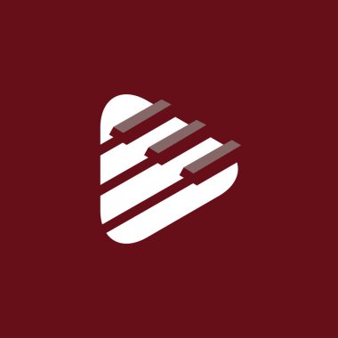 Düğme Çal Piyano Logosu Simgesi