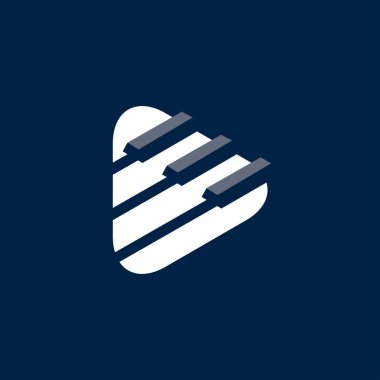 Düğme Çal Piyano Logosu Simgesi