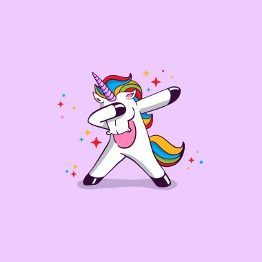 Gökkuşağı rengi ve göz kırpan tek boynuzlu at stili