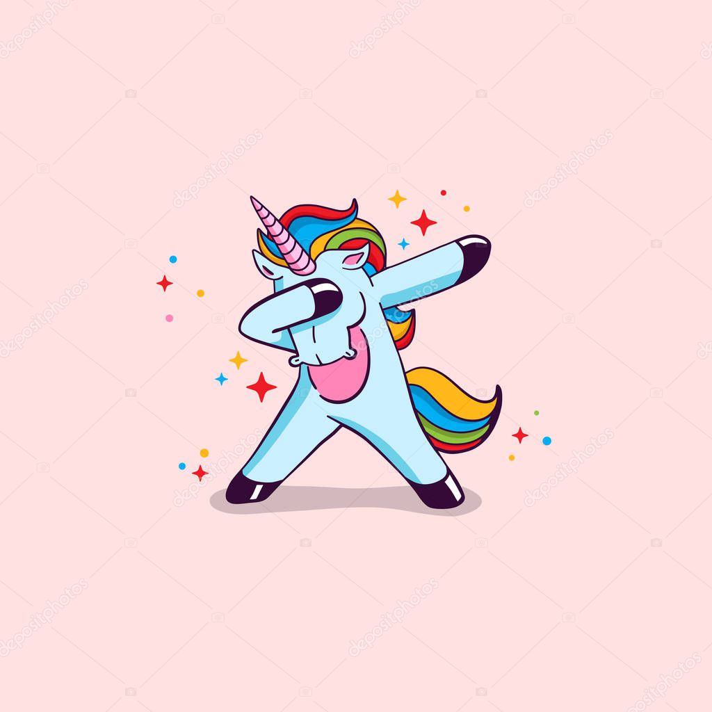 Unicorn Stylish with rainbow color and blink