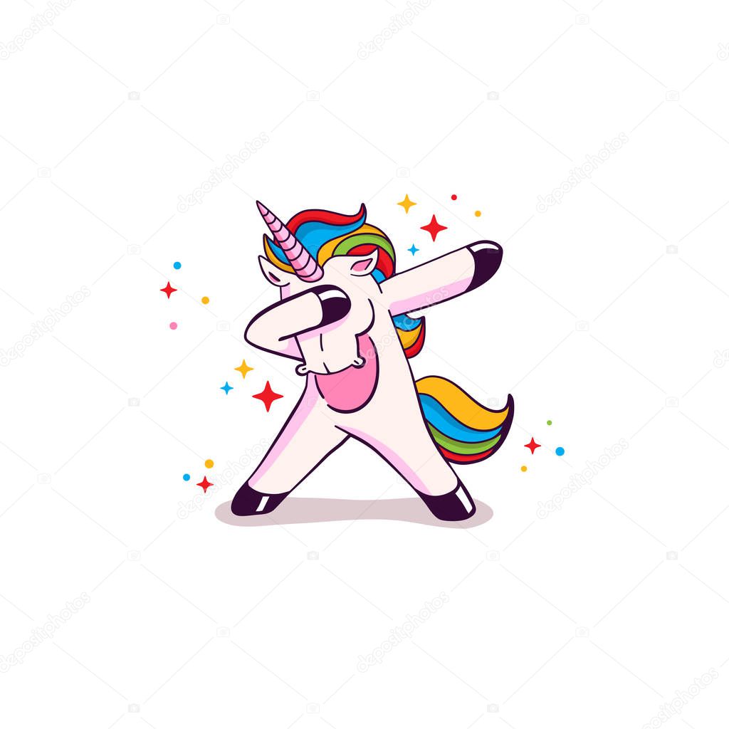 Unicorn Stylish with rainbow color and blink