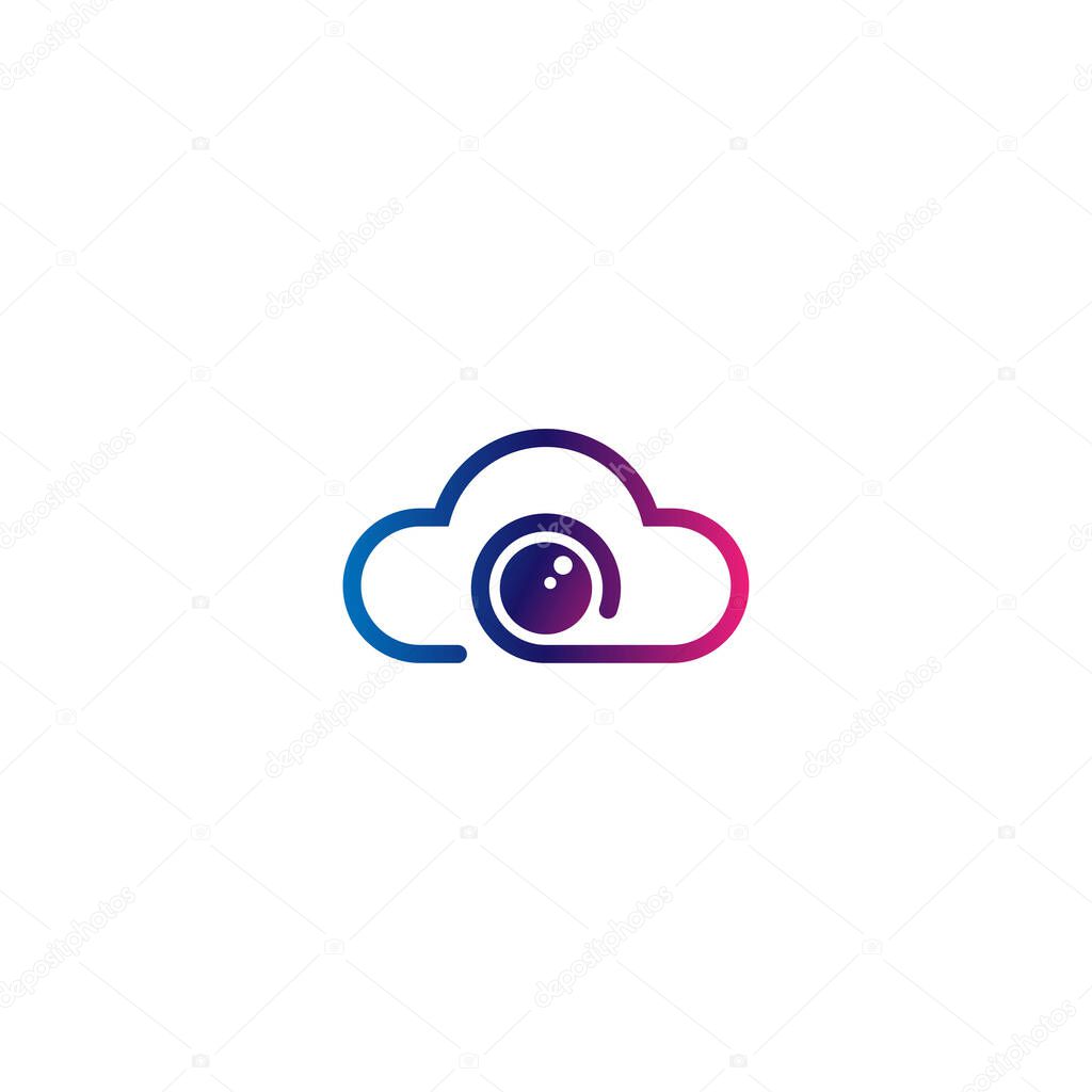 Simple flat logo-icon for photos cloud
