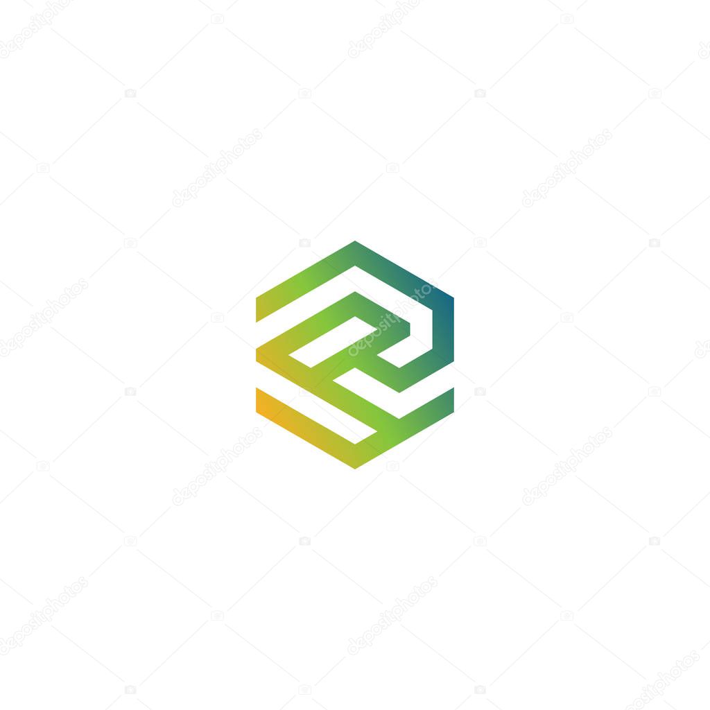 Creative R Logo with geometric style