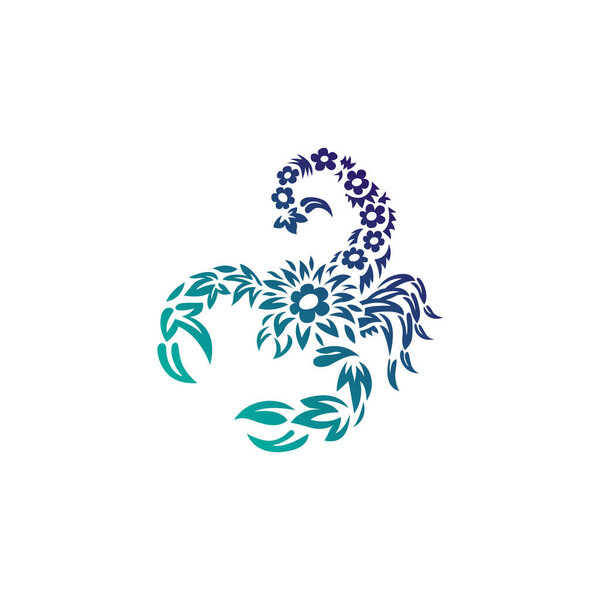 Творческий дизайн для скорпиона с цветочным племенем
