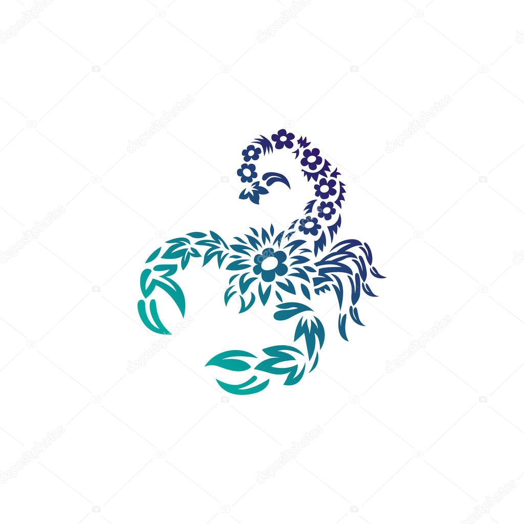 Creative design for scorpio with flower tribal