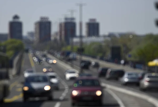 Abstrato Blur cidade tráfego e luzes do carro — Fotografia de Stock