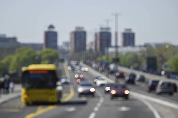 Αφηρημένη θαμπάδα κίνηση και αυτοκινήτων φώτα της πόλης — Φωτογραφία Αρχείου