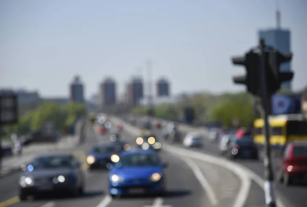 Abstrato Blur cidade tráfego e luzes do carro — Fotografia de Stock