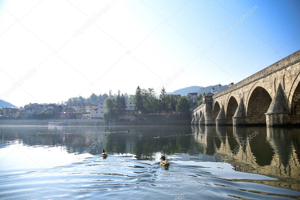 The Ottoman Mehmed Pasa Sokolovic Bridge in Visegrad, Bosnia and Herzegovina.