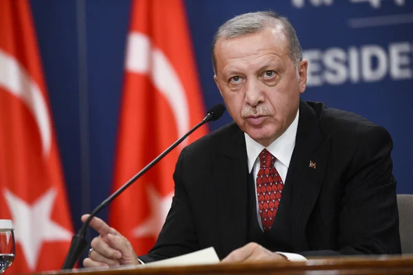 Belgrade Serbia Octubre 2019 Presidente Turquía Recep Tayyip Erdogan Durante — Foto de Stock