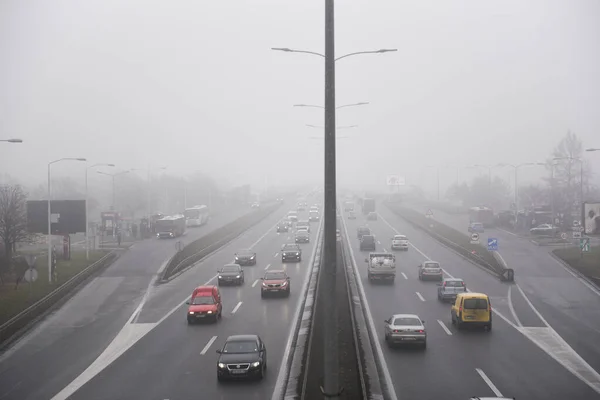 Belgrade Sérvia Janeiro 2020 Carros Que Conduzem Uma Estrada Como — Fotografia de Stock