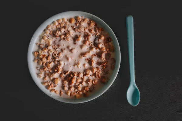 Blue Bowl Musli Milk Little Blu — Stock Photo, Image