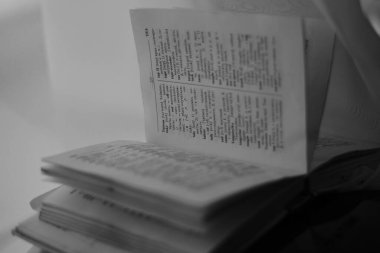 Eski sözlüğün çevirisiyle sayfa ve siyah ve beyaz sürümü