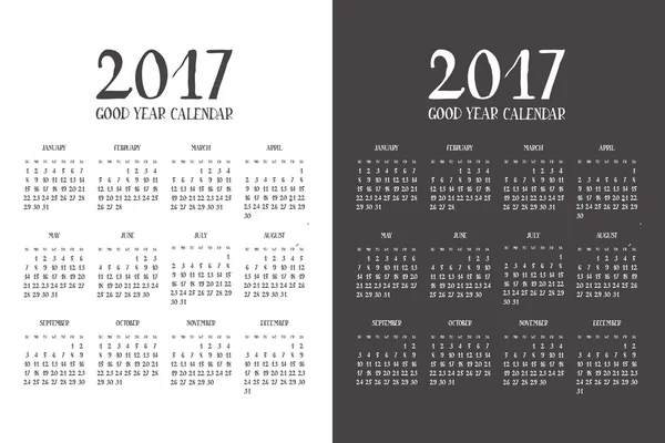 Calendario durante Anno nuovo il 2017. Imposta — Vettoriale Stock