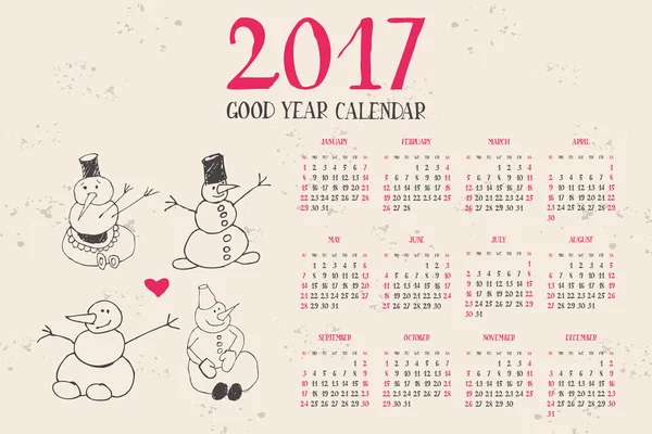 Kalender voor Nieuwjaar 2017 — Stockvector