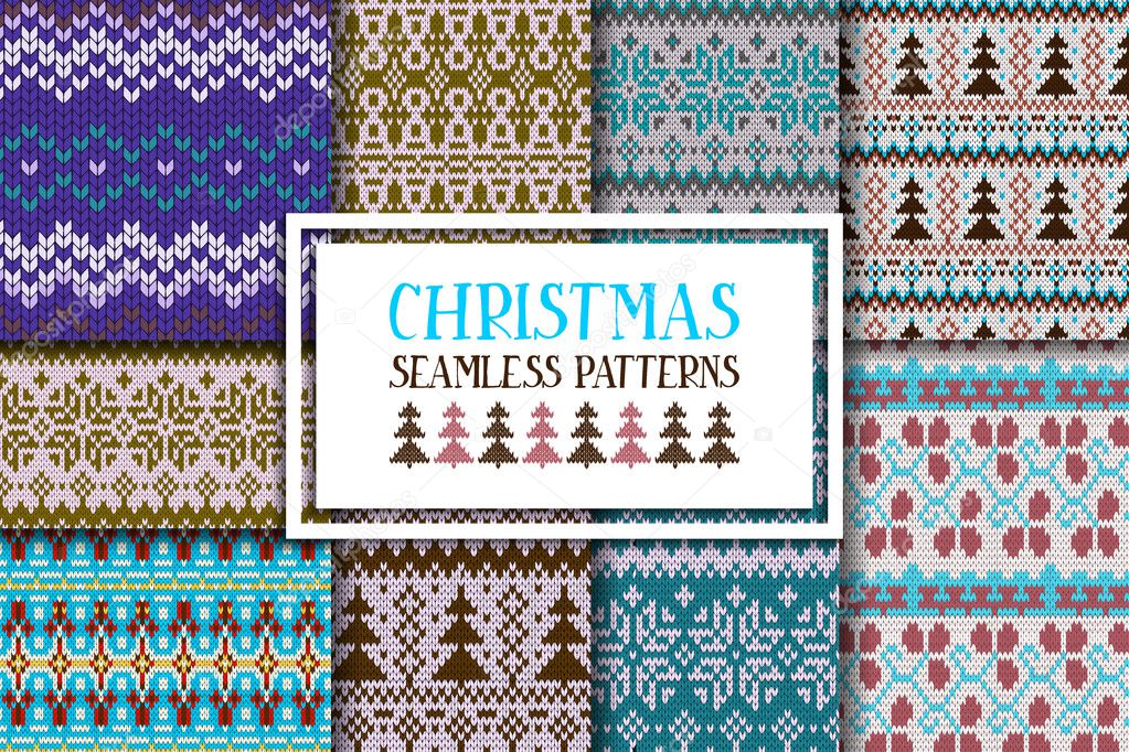 Set of traditional knitted Christmas patterns