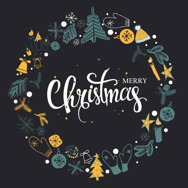 Boże Narodzenie ilustracja, napis — Wektor stockowy