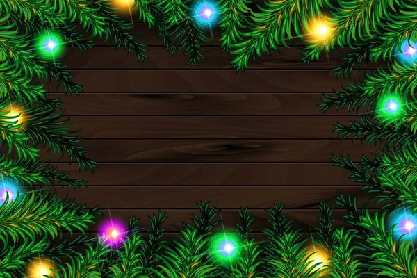 詳細なクリスマス ツリーの枝のフレーム — ストックベクタ