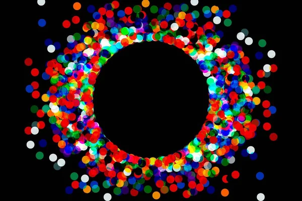 Round frame with confetti — Stock Vector