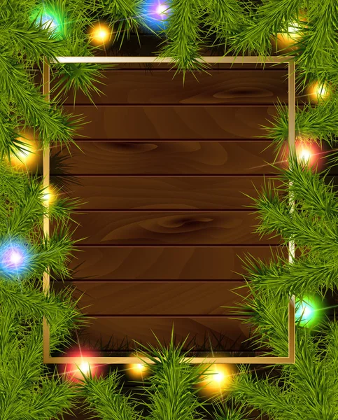 Frame van gedetailleerde kerstboom takken — Stockvector