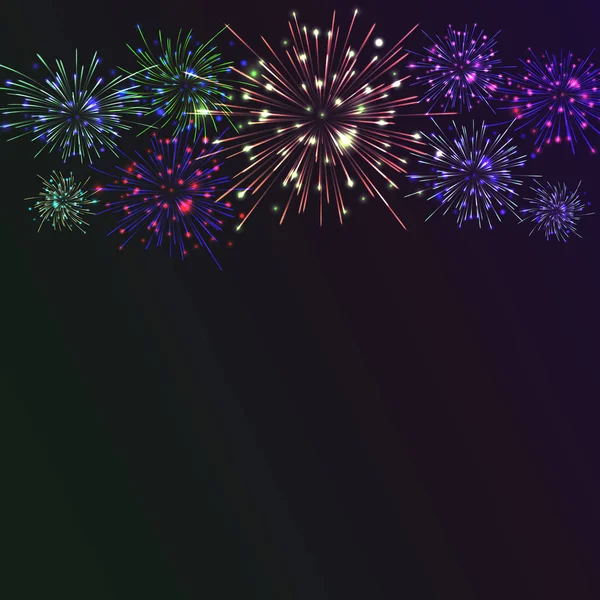 Színes ünnepi tűzijáték háttér. — Stock Vector
