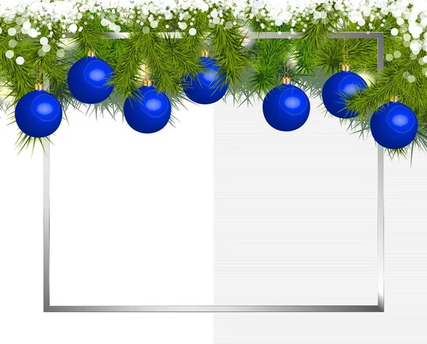 Bandeira de ramos de abeto e bolas de Natal — Vetor de Stock