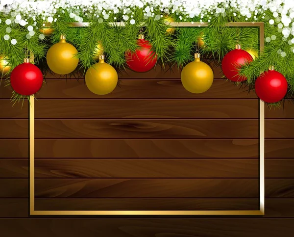 Natal fundo de madeira — Vetor de Stock