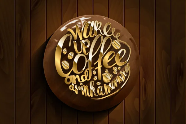 Kaffee und Arbeit Schriftzug. — Stockvektor