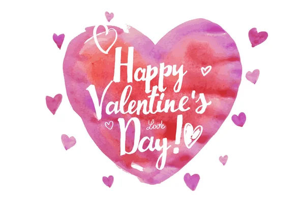 Aquarel hart. Dag van de Valentijnskaart. — Stockvector