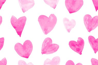 Suluboya kalplerle kusursuz desen