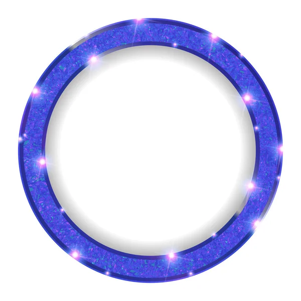 Round blue frame with lights on a light background — Stock Vector