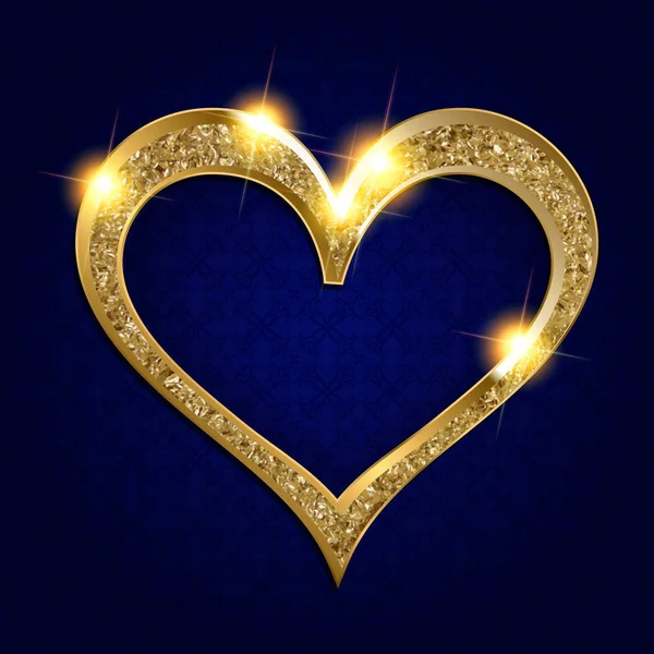 Золота рамка серце на темному фоні — стоковий вектор