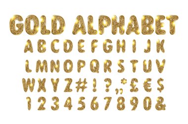 Beyaz zemin üzerine altın alfabesi