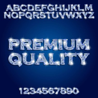 Üstün kaliteli altın mavi parlak alfabesi