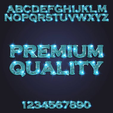 Üstün kaliteli altın mavi parlak alfabesi