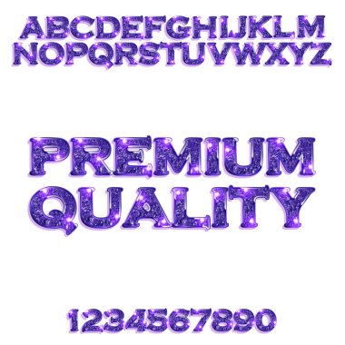 Sınıf kalitesi. Altın mor parlak alfabesi