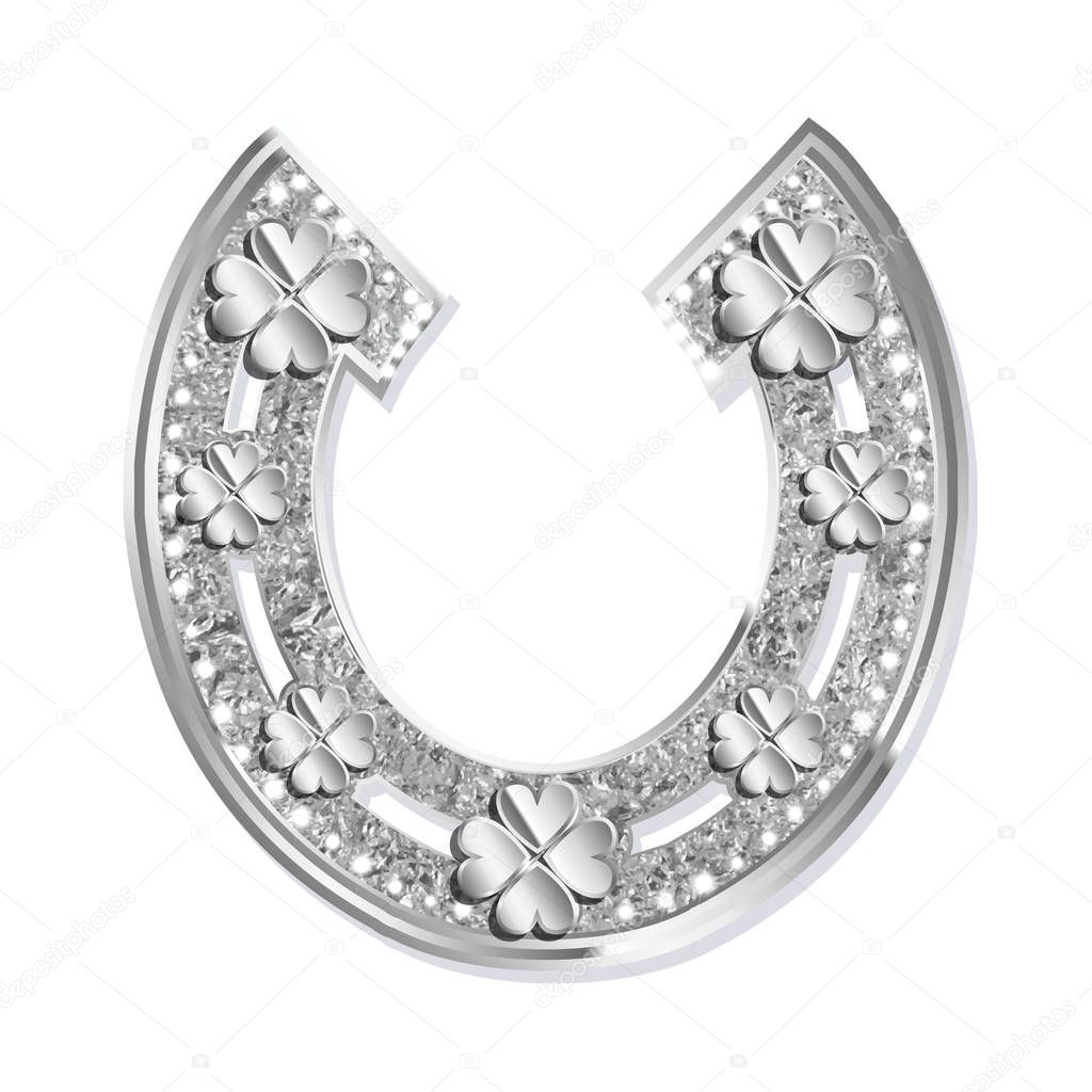 Silver horseshoe on a white background